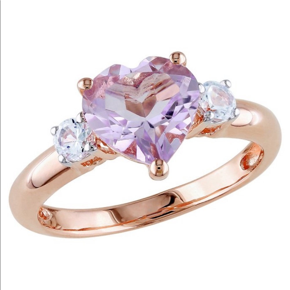 Rose De France Amethyst and White Sapphire Ring